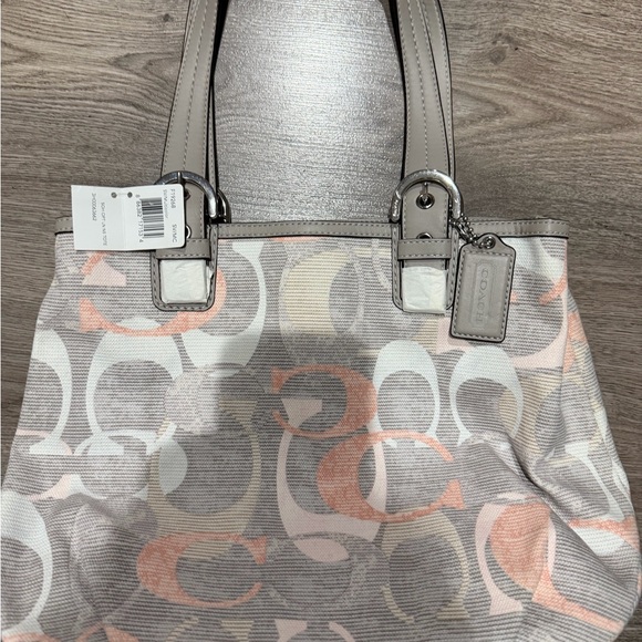 Coach Canvas Tote Bag - Gray and Pink
